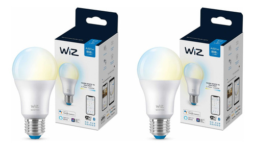 Imagen 5 de 9 de Pack 2 Amp Wiz Tonos Blancos Calidos A Frio Matter Ble Wi-fi