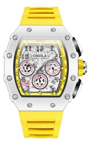 Relojes De Cuarzo De Moda Onola Waterproof Calendar Color De La Correa Amarillo