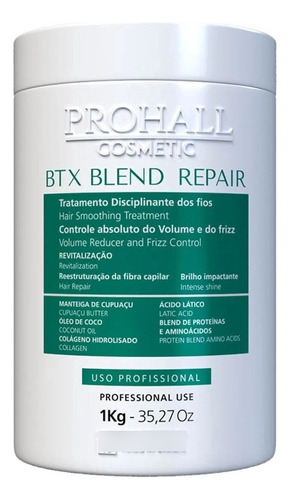 Mascara Btx Capilar Prohall Blend Repair 1kg Profissional
