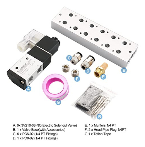 Válvula De Solenoide Neumática 3v210-08 12vdc Pt1/4, 2 Posic