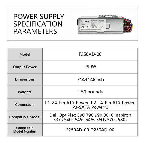 F250ad-00 D250ad-w Fuente De Alimentación Compatible Con Del