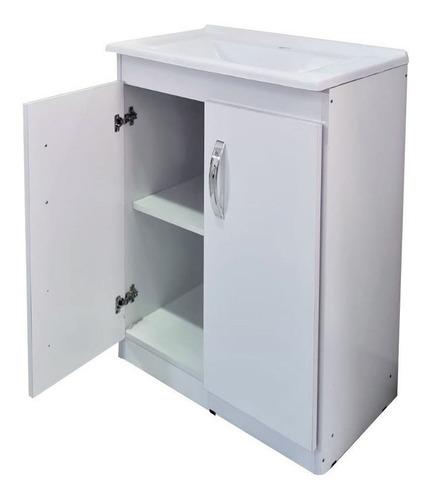 Mueble para baño Delta Piria de 60cm de ancho, 82cm de alto y 38cm de profundidad con bacha y mueble color blanco