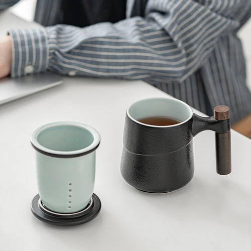 Taza / Taza De Cerámica Del Té Del Caja De Regalo Negra
