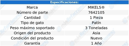 Gato Hidr De Patín 3 Toneladas Para Servicio Pesado Mikel´s