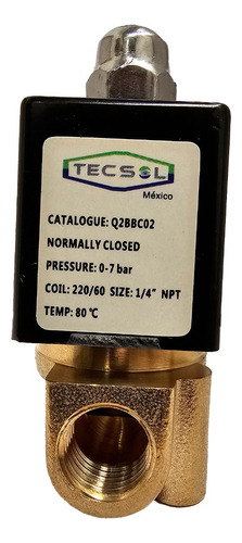 Válvula Solenoide De 1/4 En 220 Vac, Nc, Bronce, Q2bbc02