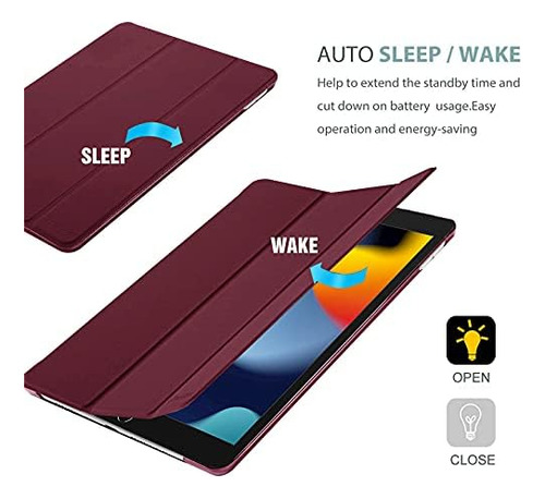 Funda iPad Procase 10.2 9na/8va/7ma Gen+vidrio Templado/vino