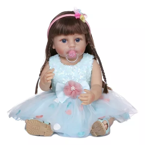 Boneca Bebe Reborn Menina 100% Silicone 55 Cm - 12x S/ Juros