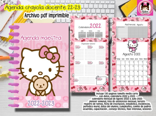 Kit Imprimible Agenda Docente Maestra 2022 2023 Mod 5