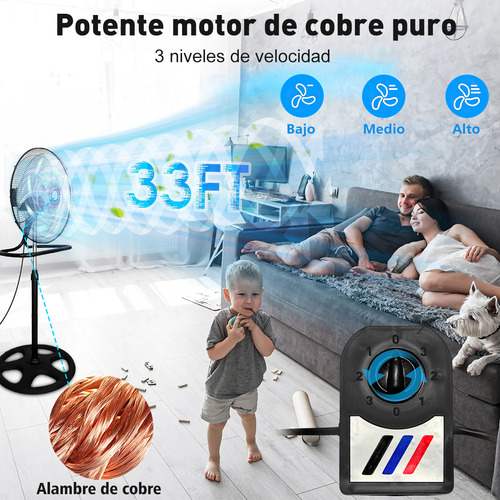 Ventilador de 19 pulgadas, 3 in 1 wall, metal, 4 velocidades