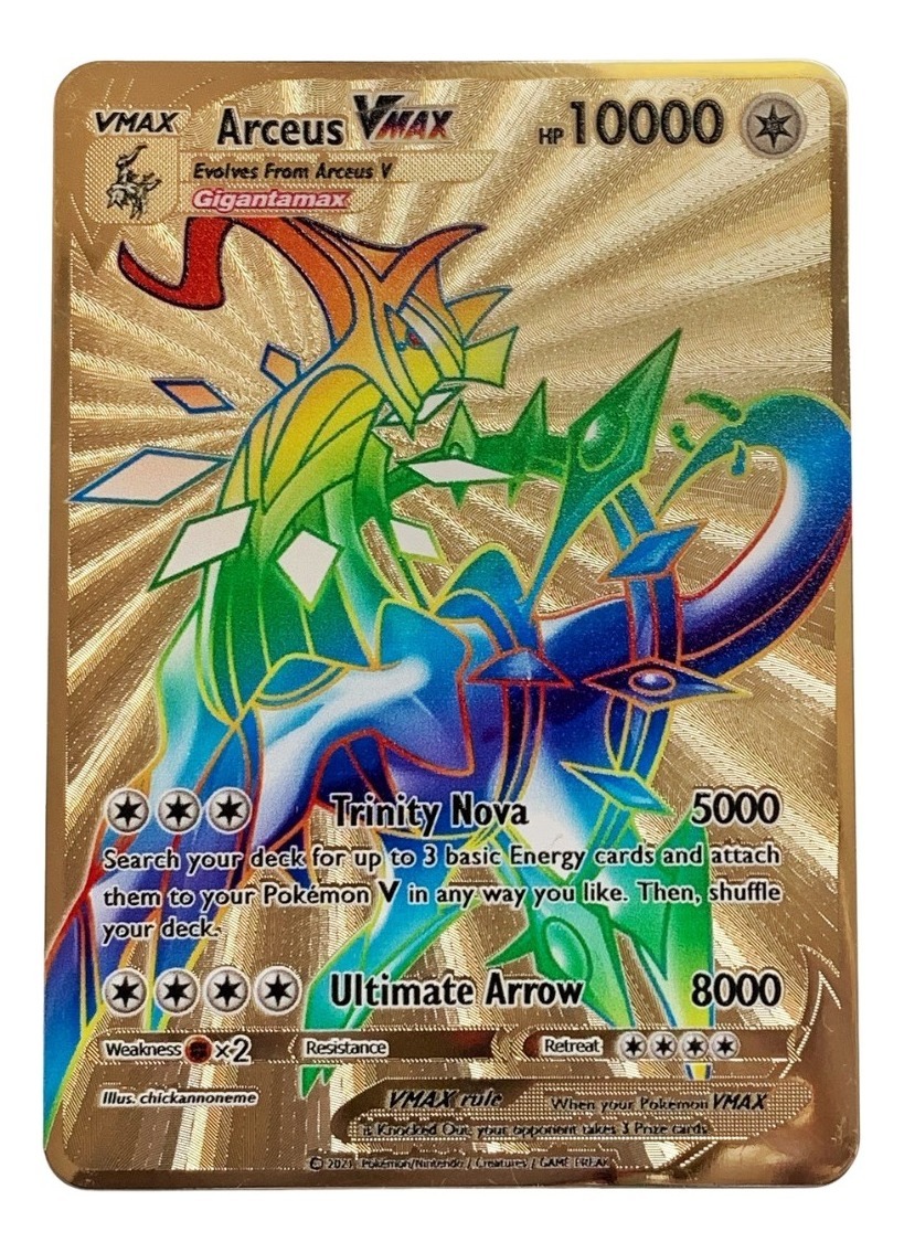 Arceus V Max Rainbow 10000 De Poder Carta Pokemon De Metal 