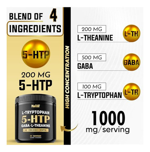 Nuqiit 5 Htp 200 Mg Gaba 500 Mg L-teanina 200 Mg L-triptófa