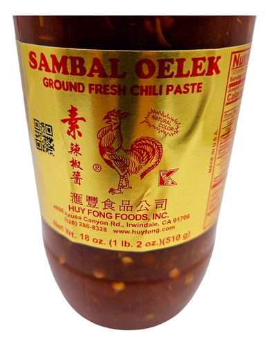 Salsa De Chile Sambal Oelek Del Gallito Sauce Paste 510 G.