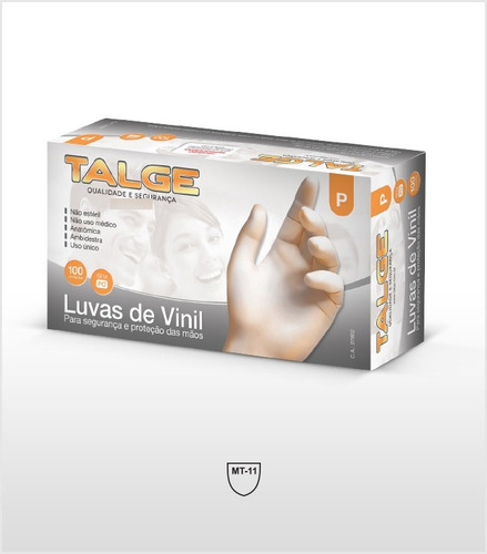 9 Cxs Luva Talge Em Vinil Com Pó - Tamanho P