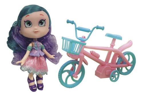 Muñeca Dina Con Bicicleta Mascota Y Accesorios Ditoys 2436