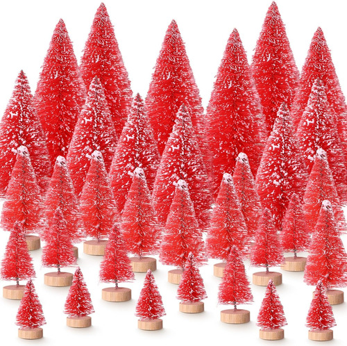 30 Piezas De Mini Árboles De Navidad Artificiales, Rojo