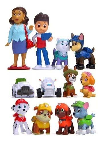 Kit Com 12 Bonecos Miniatura Patrulha Canina Action Figure 
