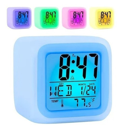 Reloj Despertador Luz Led Rgb Pantalla Alarma Temperatura