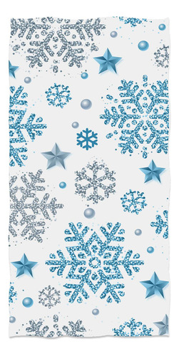 Toalla Mano Copo Nieve Costura Navidad Color Azul Plateado X