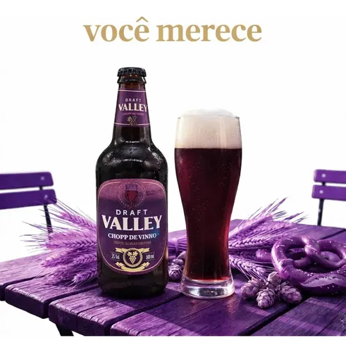 Cerveja de Vinho Gaseificado Draft Valley Garrafa bebida 500ml