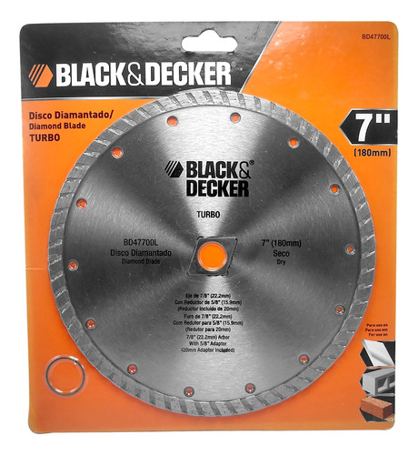 Disco Corte Black Decker 180mm Ladrillo Vidrio Laja Cerámico