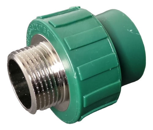 Cupla Fusión 32mm C/ Inserto Metálico Rosca Macho 1 Latyn Acabado Mate Color Verde