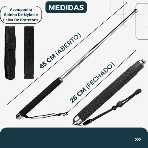 Bastão Cacetete Retrátil Tático Com Coldre Defesa Pessoa