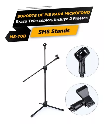 Soporte Pie De Microfono Jirafa Plegable + 2 Pipetas Combo