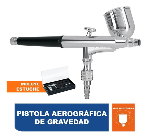 Imagen 1 de 5 de Pistola Aerográfica De Gravedad, Vaso Multiposición   11859