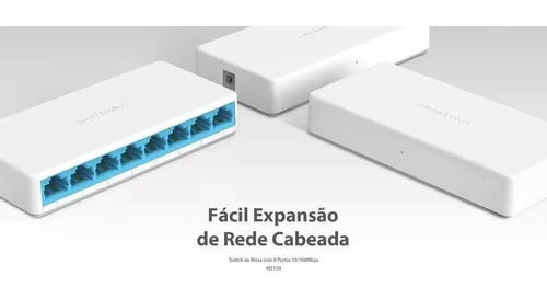 Imagem 3 de 4 de Switch 8 Portas 10/100 Mbps Ms108 Mercusys Ms108
