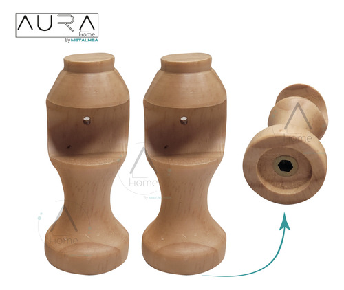 Set Simple De Madera Natural 19 Mm X 2,00 Mt Terminal Bola