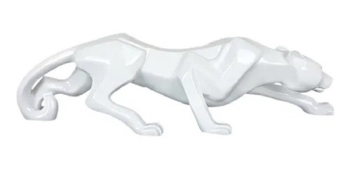 Pantera Branca Estatueta Decoração Resina Premium - 39cm