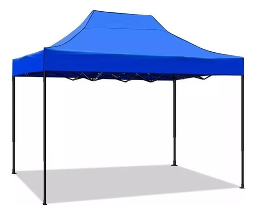 Toldo Plegable 3x4.5 M Tela Azul Fierro Cuadrado Negro