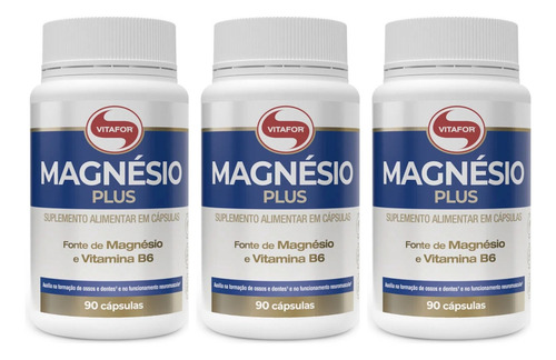 Kit 3 Un - Magnesio Plus Total 270 Capsulas Vitafor