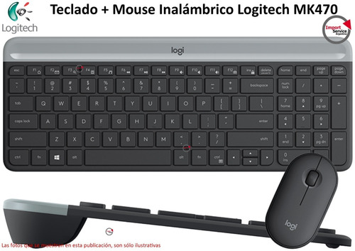Imagen 1 de 10 de Teclado + Mouse Inalambrico Logitech Mk470 Slim Minimalista