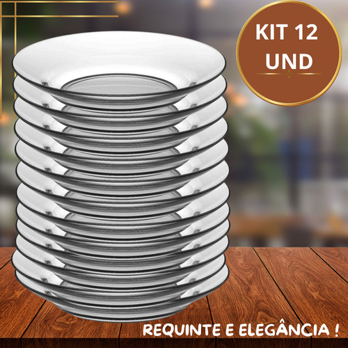Jogo De Prato Fundos Liso Transparente Refeição Kit 12 Un