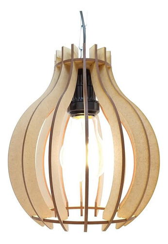 Lustre Luminária Pendente De Madeira Mdf Mod. Bali Cru