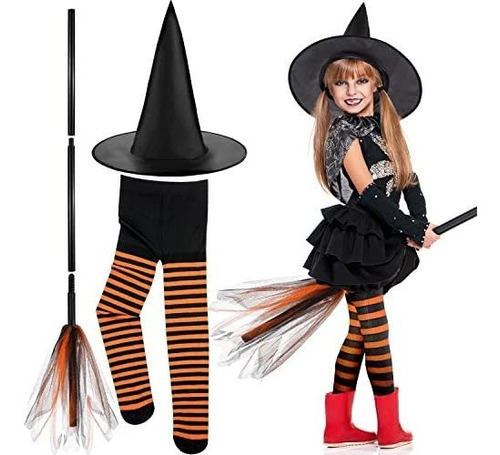 Halloween Witch Traje Accesorios Set Witch Broomstick 3n74r