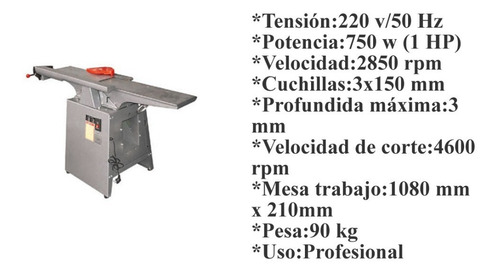 Garlopa De Pie 150mm 6plug 90k Motor Mono 1hf