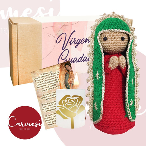 Virgen De Guadalupe Amigurumi + Vela + Oración