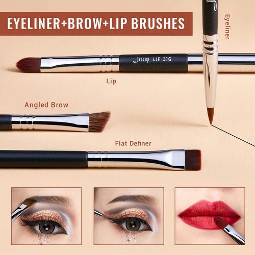 Jessup Brochas De Maquillaje Profesional Para Ojos 19 Pz Color Negro