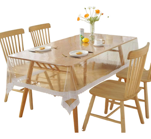 Mantel Protector Mesa Transparente Impermeable Rectangular