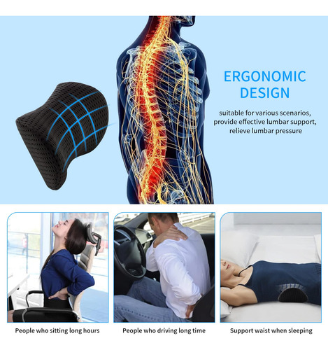 Almohada Lumbar De Espuma Viscoelástica Para Silla Y Auto