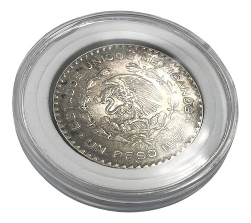 Moneda 1 Un Peso 1966 Plata .100 Morelos México Siglo Xx (Usado)