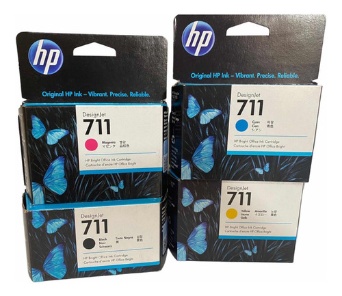 Pack 4 Cartuchos Hp 711 Original Negro Colores Cz129a Cz130a