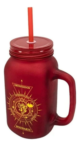 Harry Potter Mason Jar Gryffindor Tapa Popote Vidrio