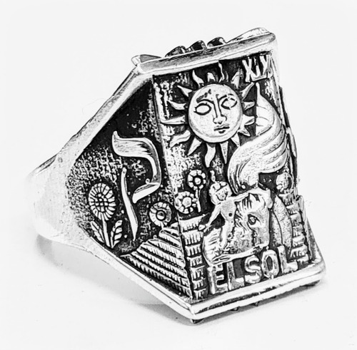 Anillo Carta Tarot El Sol Plata 2 X 1,5 Cm 13 Gr Art 1384