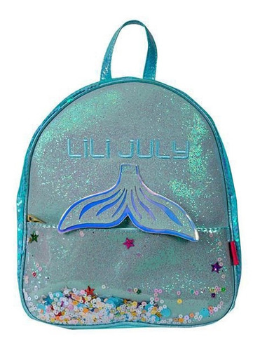 Mochila Costas Infantil Sereia Lili July Cor Azul