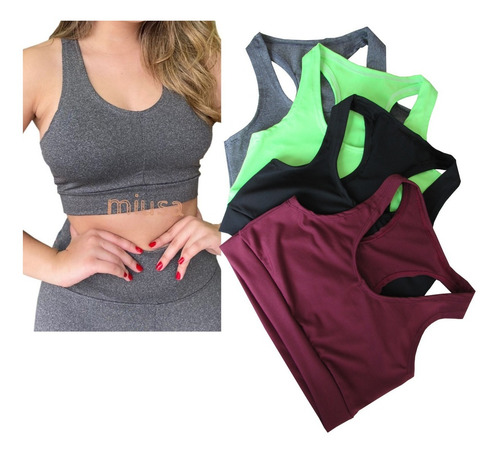 Imagem 9 de 10 de Kit 10 Top Feminino Alta Sustentação Academia Moda Fitness