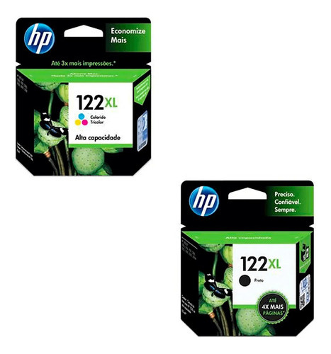 Kit Cartucho Original Hp 122 Xl Preto E 122 Xl Color P 3050