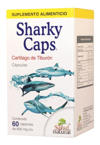 Sharky Caps 850 Mg C/60/ Cartílago De Tiburón Salud Natural 